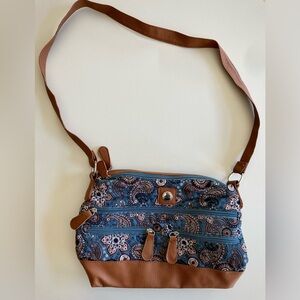 Stone Mountain Accessories Blue and Tan Crossbody Bag